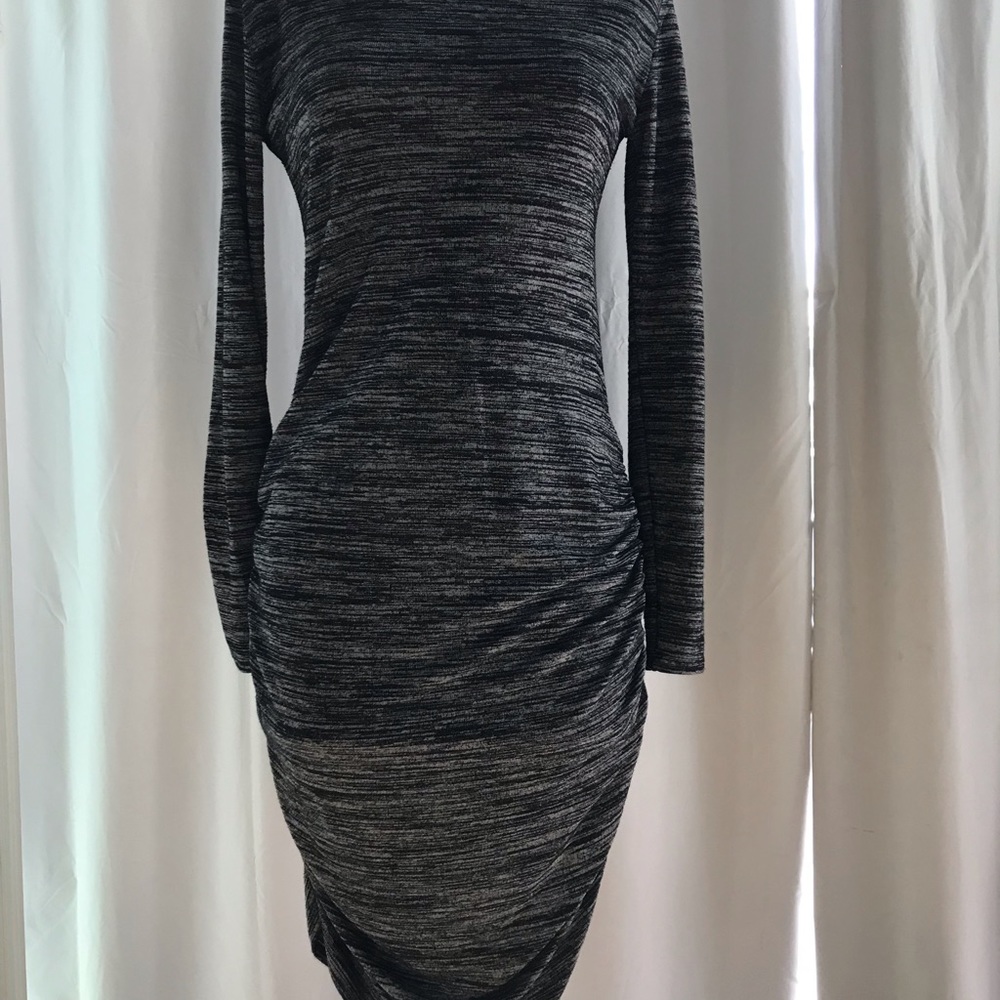 Black/gray knit dress side detail